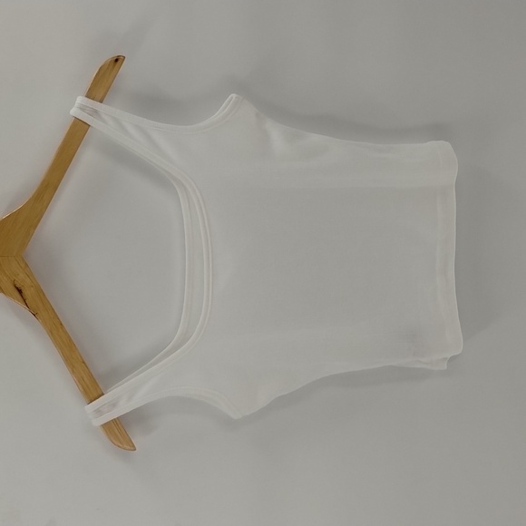 DAZY crop top tank white ribbed size large stretch tiny flower design DAZY top - Picture 5 of 5